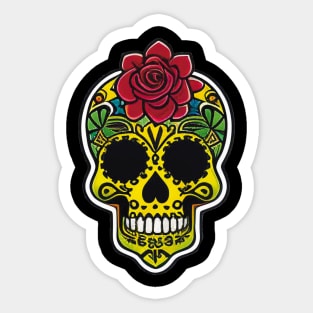 Celebrate Día de los Muertos with this colorful sugar skull art 6 Sticker